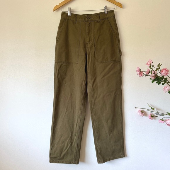 Brixton‎ Alameda Relaxed Carpenter Pants Olive Green Size 25 Womens Utility Edgy - Picture 2 of 16